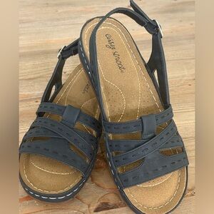 Easy Street Women's Dark Blue and Tan Sandals